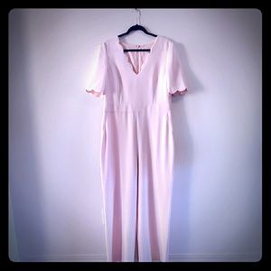 Harper Rose Scallop V-Neck Jumpsuit, Pink, 16